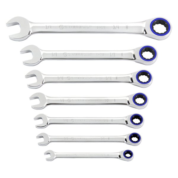 Powerbuilt® - 7-Pc SAE 100 Tooth Ratcheting Wrench Set