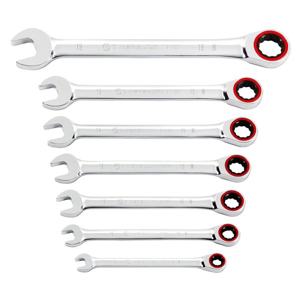 Powerbuilt® - 7-Pc Metric 100 Tooth Ratcheting Wrench Set