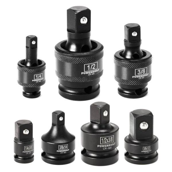 Powerbuilt® - (7 Pieces) SAE Impact Universal Joint and Adaper Set