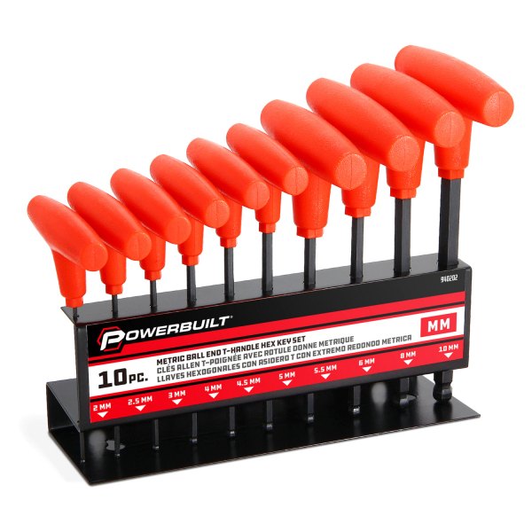 Powerbuilt® - 10-Pc Metric T-Handle Hex Key Wrench Set