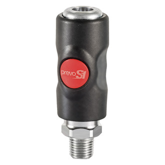 Prevost® - T-Style 1/4" (M) NPT x 1/4" Push Button Anti-static Safety Quick Coupler Body