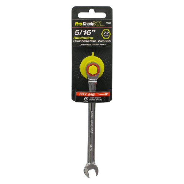 Pro-Grade® - 5/16" 12-Point Straight Head Ratcheting Chrome Combination Wrench