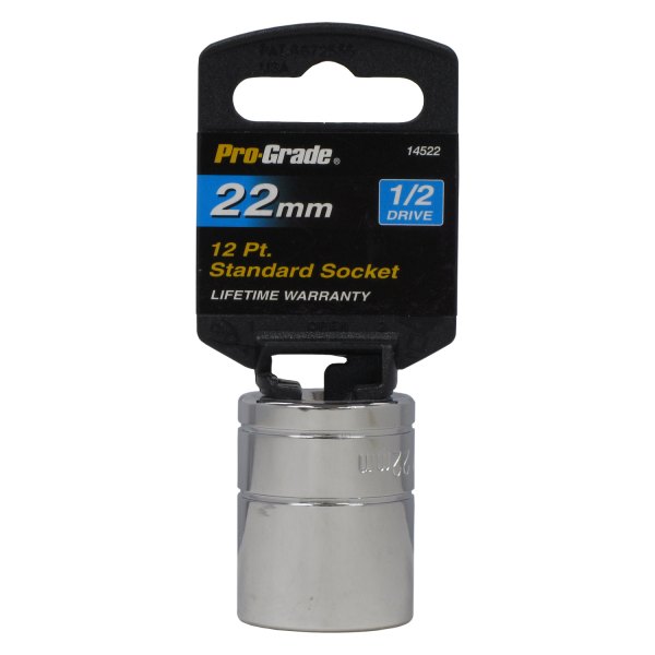 Pro-Grade® - 1/2" Drive 22 mm 12-Point Metric Standard Socket