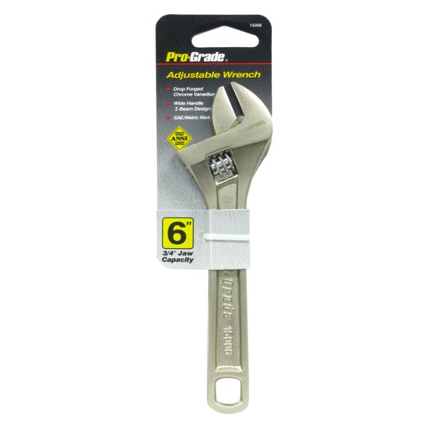 Pro-Grade® - 3/4" x 6" OAL Satin Plain Handle Adjustable Wrench