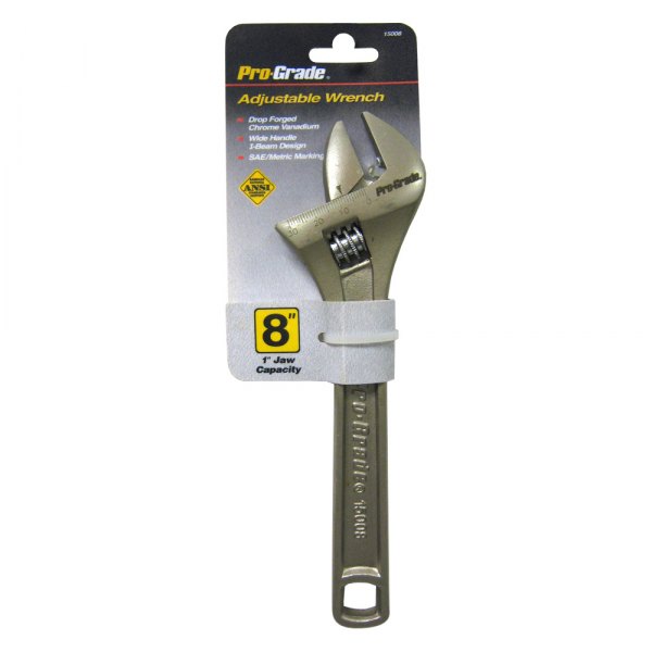 Pro-Grade® - 1" x 8" OAL Satin Plain Handle Adjustable Wrench