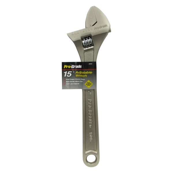 Pro-Grade® - 1-3/4" x 15" OAL Satin Plain Handle Adjustable Wrench