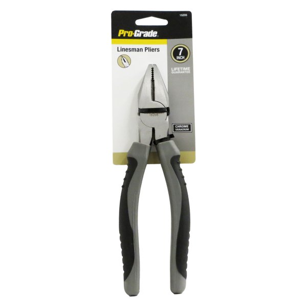 Pro-Grade® - 7" Multi-Material Handle Flat Grip/Cut Jaws Linemans Pliers