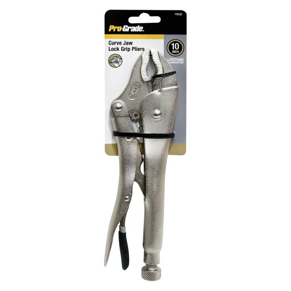 Pro-Grade® - Lock Grip™ 10" Metal Handle Curved Jaws Locking Pliers