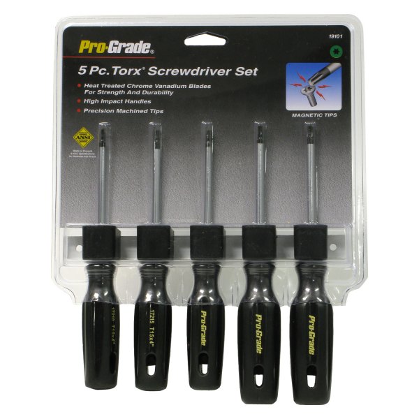 Pro-Grade® - 5-piece T10 to T30 Dipped Handle Torx Screwdriver Set