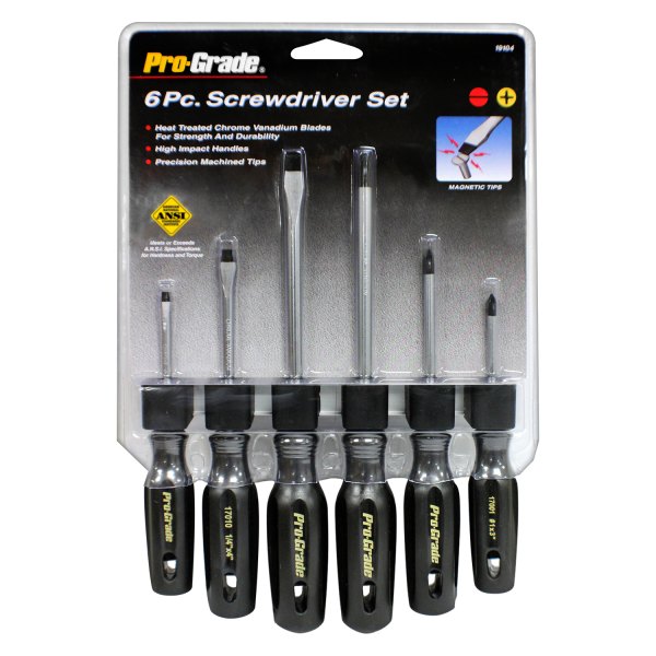 Pro-Grade® - 6-piece Dipped Handle Phillips/Slotted Mixed Screwdriver Set