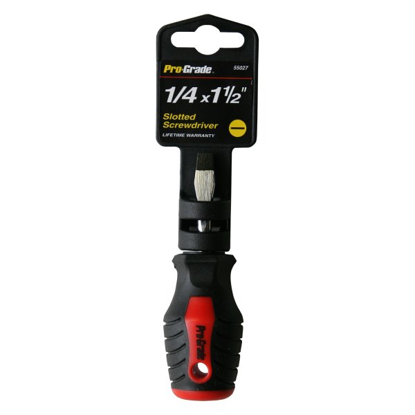 Pro-Grade® - 1/4" x 1-1/2" Multi Material Handle Stubby Slotted Screwdriver