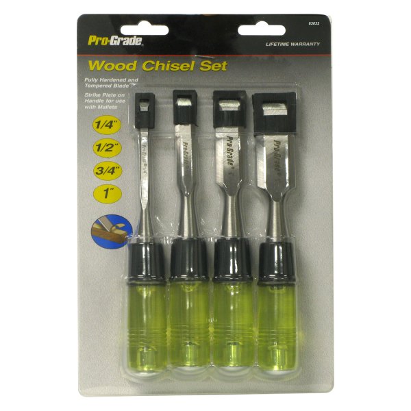 Pro-Grade® - 4-piece 1/4" to 1" Woodworking Chisel Set