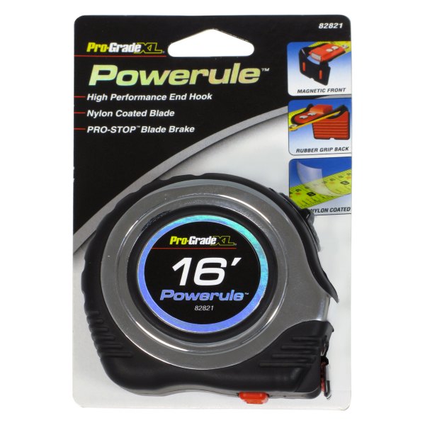 Pro-Grade® - Powerule™ 16' SAE Measuring Tape with Rubber Grip
