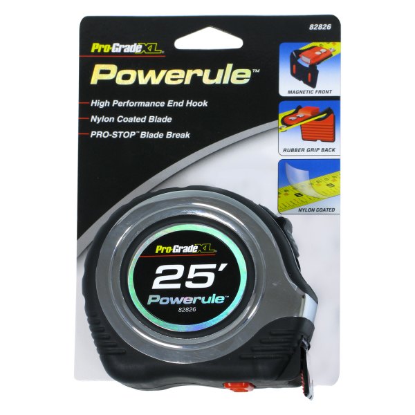 Pro-Grade® - Powerule™ 25' SAE Measuring Tape with Rubber Grip