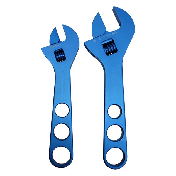 Proform® - 2-piece -3 AN to -20 AN Blue Anodized Plain Handle Adjustable Wrench Set
