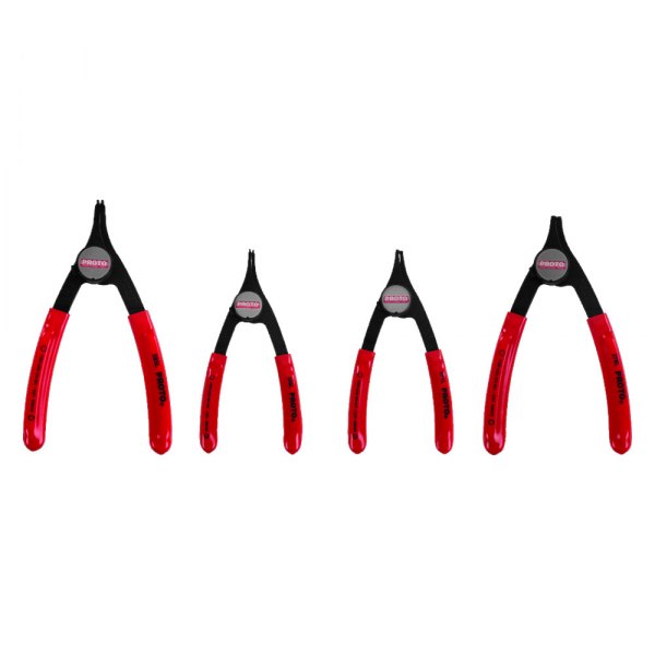 Proto® - 4-piece 18°/90° Bent 0.038" to 0.070" Fixed Tips Internal/External Spring Loaded Snap Ring Pliers Set