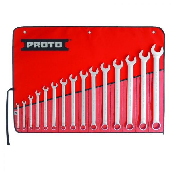 PROTO® - 15-piece 5/16" to 1-1/4" 12-Point Angled Head Full Polished Combination Wrench Set