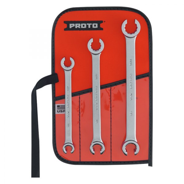 PROTO® - 3-piece 3/8" to 11/16" 12-Point Satin Angled Double End Flare Nut Wrench Set