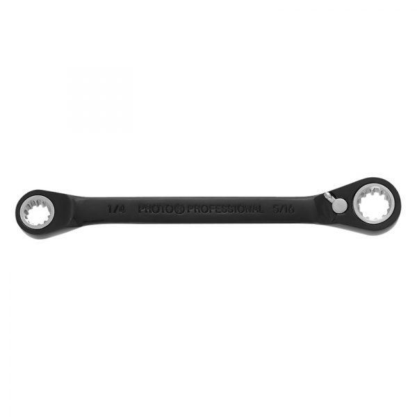 PROTO® - 1/4" x 5/16" Spline Straight Head Reversible Ratcheting Black Chrome Double Box End Wrench