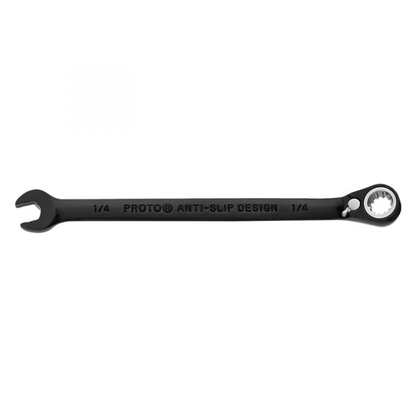 PROTO® - 1/4" Spline Angled Head Reversible Ratcheting Black Oxide Combination Wrench