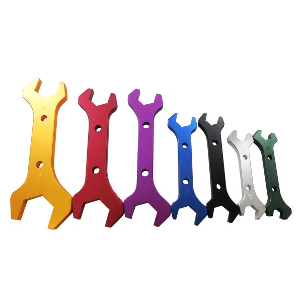 Racing Power Company® - 7-piece -3 AN to -20 AN Hex Multi Color Double Open End Wrench Set