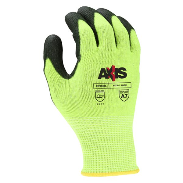 Radians® - AXIS™ Medium 13 Gauge Level A7 PU Coated Hi-Viz Lime Green Cut Resistant Gloves