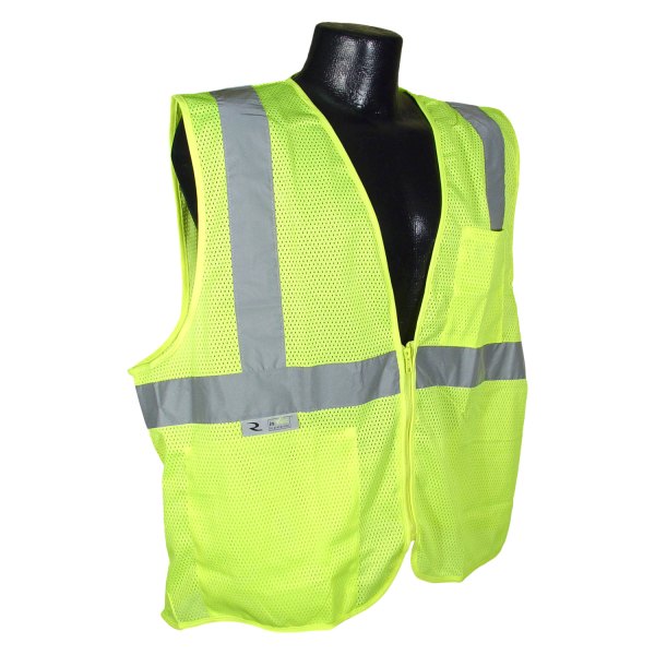 Radians® - X-Large Green Polyester Mesh Economy Type R Class 2 High Visibility Safety Vest with Zipper
