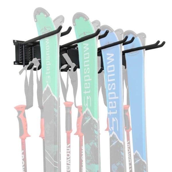 RaxGo® - Wall-Mounted Ski Rack with 4 Adjustable Hooks