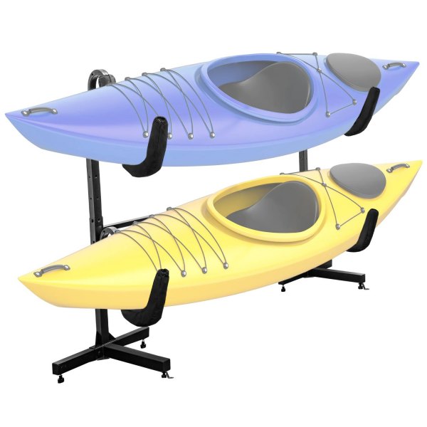 RaxGo® - Deluxe Freestanding Two-Kayak Storage Rack