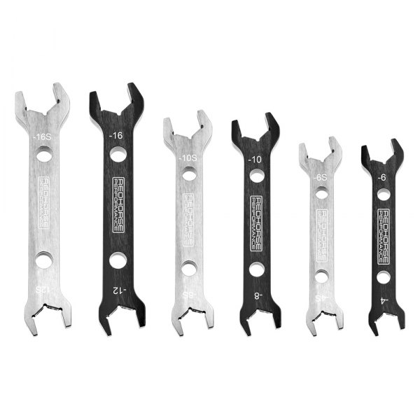 Redhorse Performance® - 5468 Series™ 6-piece -4 AN to -16 AN Hex Silver and Black Double Open End Wrench Set