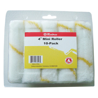 Redtree Industries® 36027 - 4" x 1/2" White/Yellow Fabric Paint Roller Cover (10 Pieces)