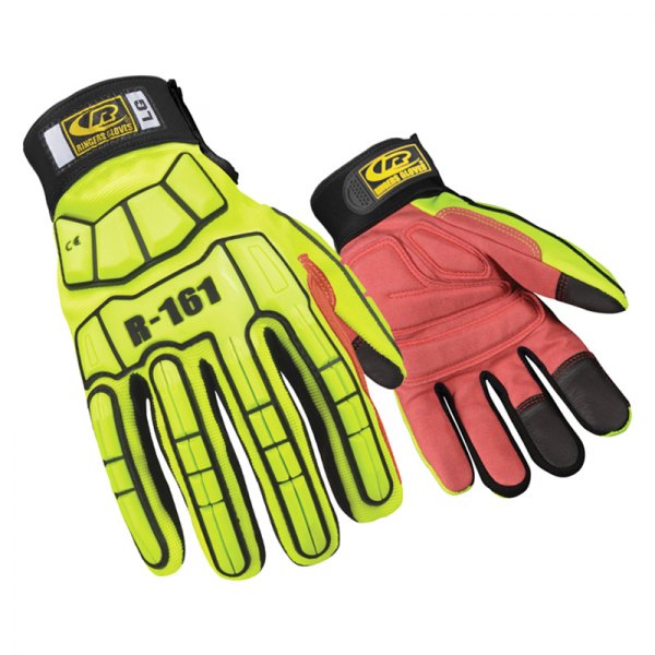 Ringers Gloves® - SUPER HERO™ Large Hi-Viz Black Yellow Red Impact Resistant Gloves