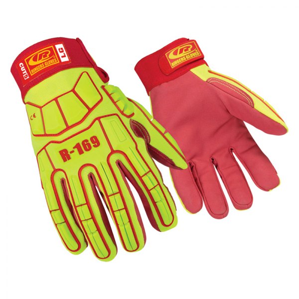 Ringers Gloves R169 Impact and Cut 5 Resistant Hi Vis Yellow/Red Gloves Size 3XL
