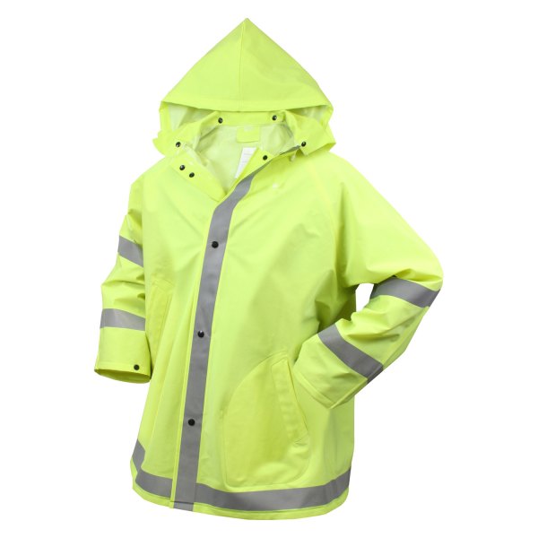 Rothco® - Large Polyester/PVC Green Safety Reflective Rain Jacket