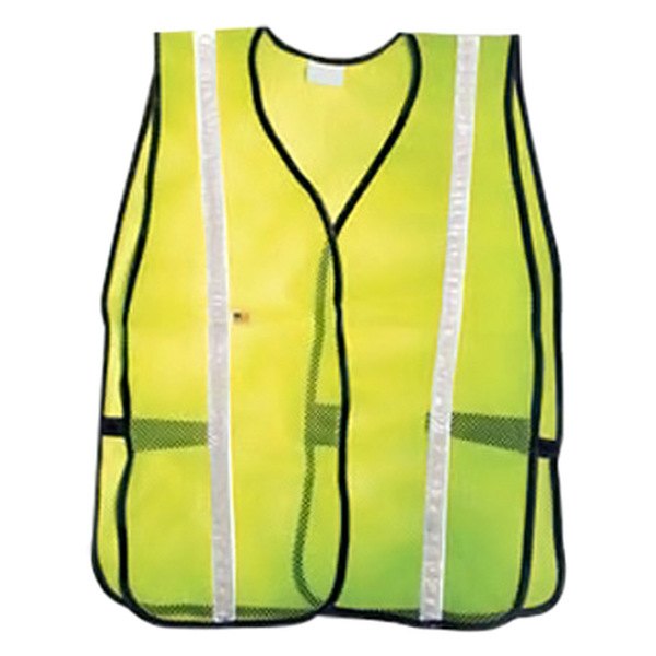 SafeTruck® - One Size Fits All Lime Green Polyester Reflective High Visibility Safety Vest with Silver Stripes