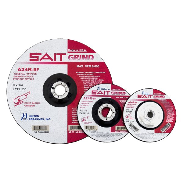 SAIT® - 9" x 1/4" x 5/8" Aluminum Oxide Type 27 Grinding Wheel
