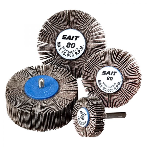 SAIT® - 1-1/2" x 1" 80 Grit Mounted Flap Wheel (10 Pieces)