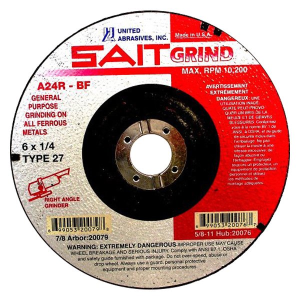 SAIT® - 7" x 1/4" x 5/8" Aluminum Oxide Type 27 Grinding Wheel