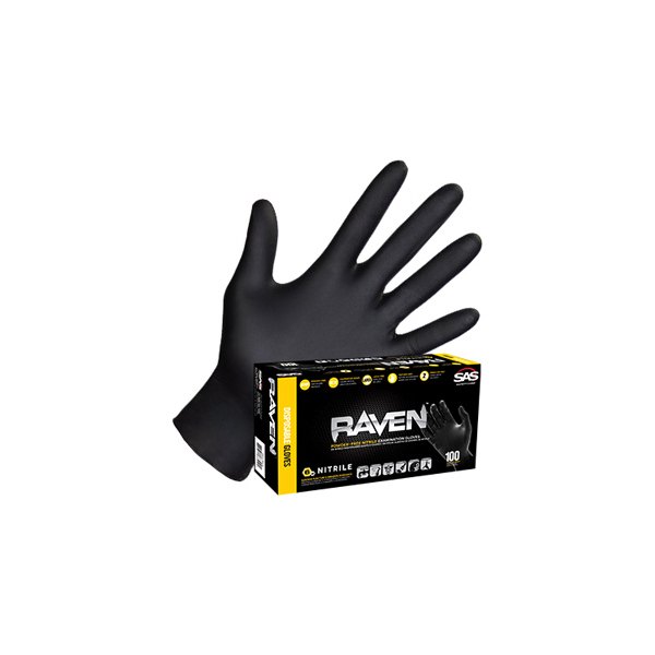 SAS Safety® - Raven™ Large Powder-Free Black Latex Disposable Gloves