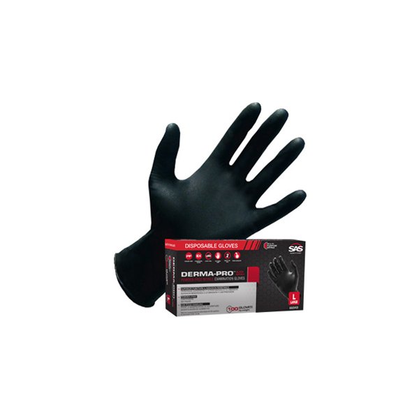 SAS Safety® - Derma-Pro™ XX-Large Powder-Free Black Nitrile Disposable Gloves