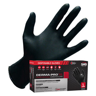 SAS Safety® - Derma-Pro™ XX-Large Powder-Free Black Nitrile Disposable Gloves