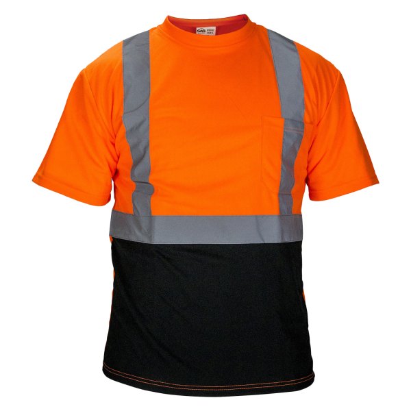 SAS Safety® - Medium Orange Polyester Short Sleeve Black Bottom High Visibility T-Shirt