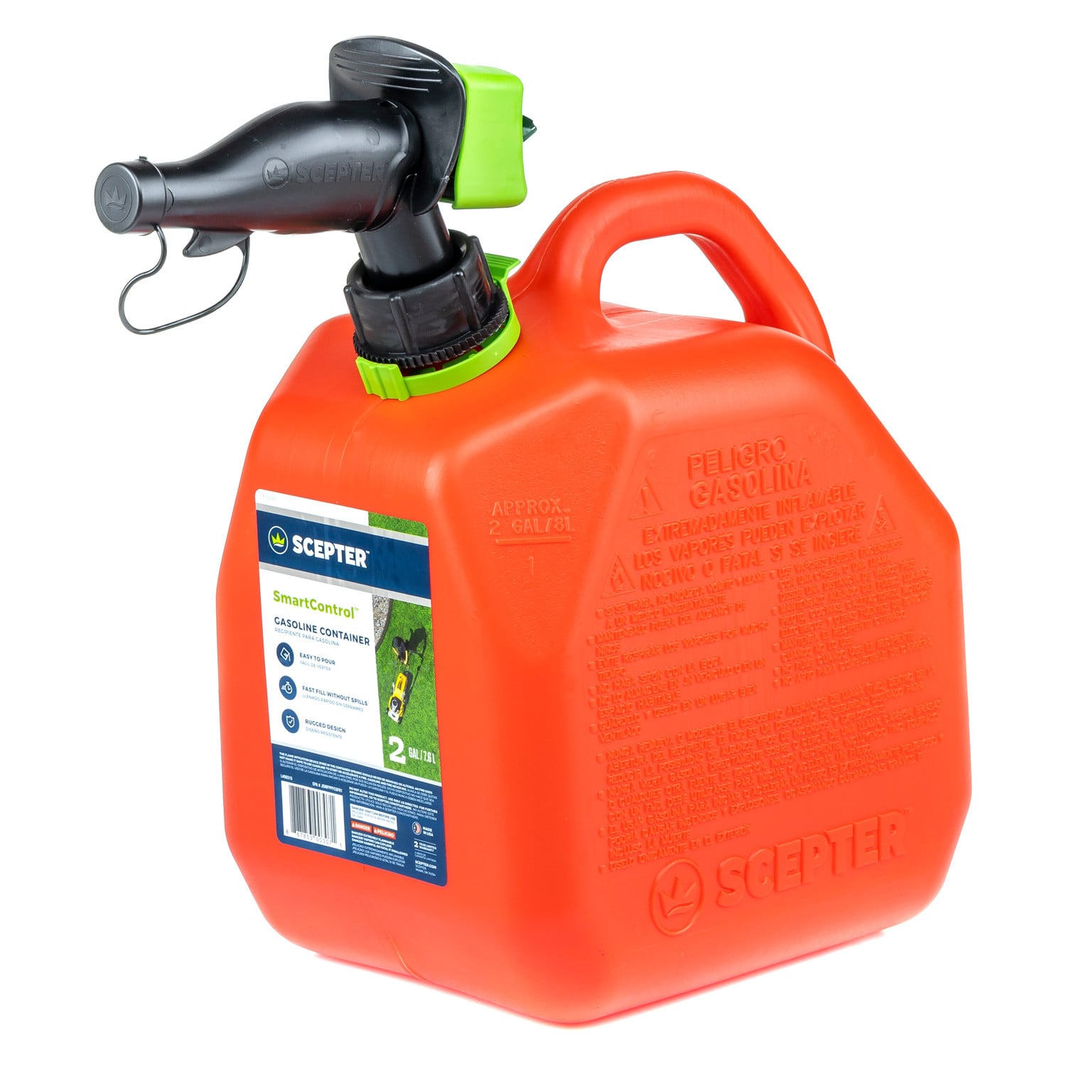 Scepter® FR1G201 - SmartControl™ 2 gal Red Plastic Gas Jerry Can