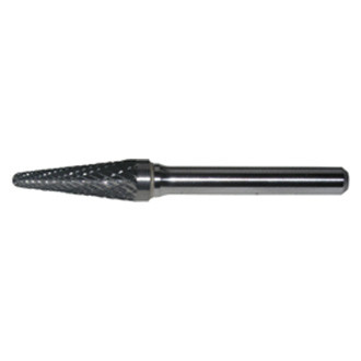Shark® - 3/8" Cone/Flame-Shaped Double Cut Carbide Burr with Radius End