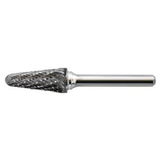 Shark® - 1/2" Cone/Flame-Shaped Double Cut Carbide Burr with Radius End