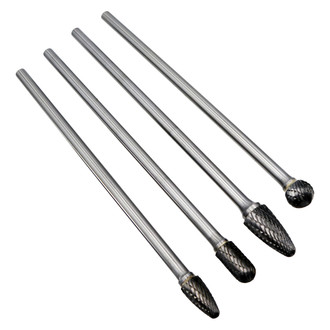 Shark® - 4-piece Double Cut Extended Length Carbide Burr Set
