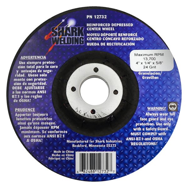 Shark® - 4" x 1/4" x 5/8" Aluminum Oxide Type 27 Hubless Grinding Wheel