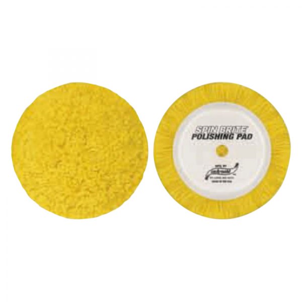SM Arnold® - Spin Brite™ 7-1/2" 4-Ply Wool Yellow Curved Edge Loop Polishing Pad with Loop Backing
