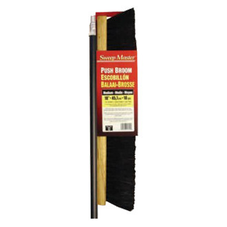 SM Arnold® - 24" Medium Sweep Indoor/Outdoor Hardwood Block Push Broom Head with 3" Specially Blended Black Horsehair, Black Tampico and Black Polypropylene Border Bristles