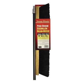 SM Arnold® - 24" Medium Sweep Indoor/Outdoor Hardwood Block Push Broom Head with 3" Specially Blended Black Horsehair, Black Tampico and Black Polypropylene Border Bristles